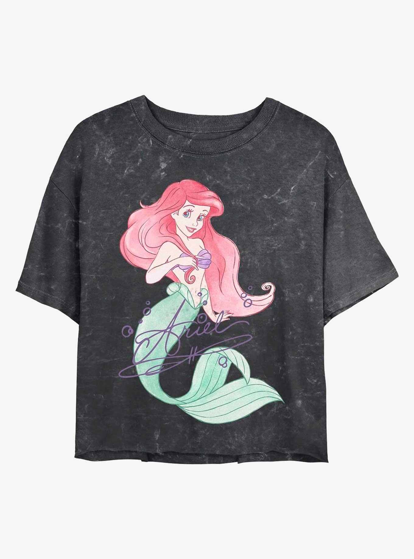 Disney The Little Mermaid Signed Ariel Mineral Wash Crop Womens T-Shirt Online Sale
