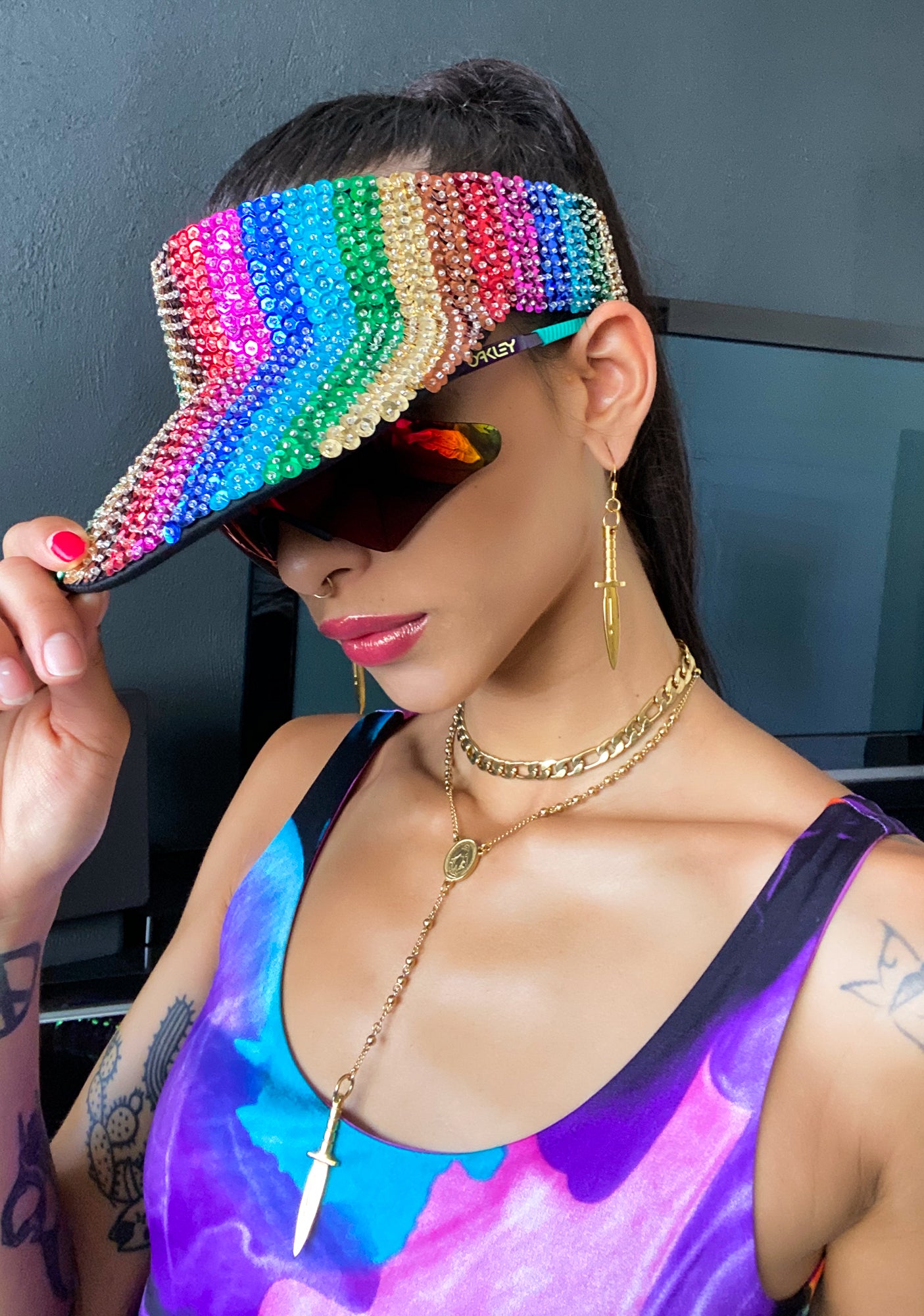Rainbow Beaded Visor Limited Stock