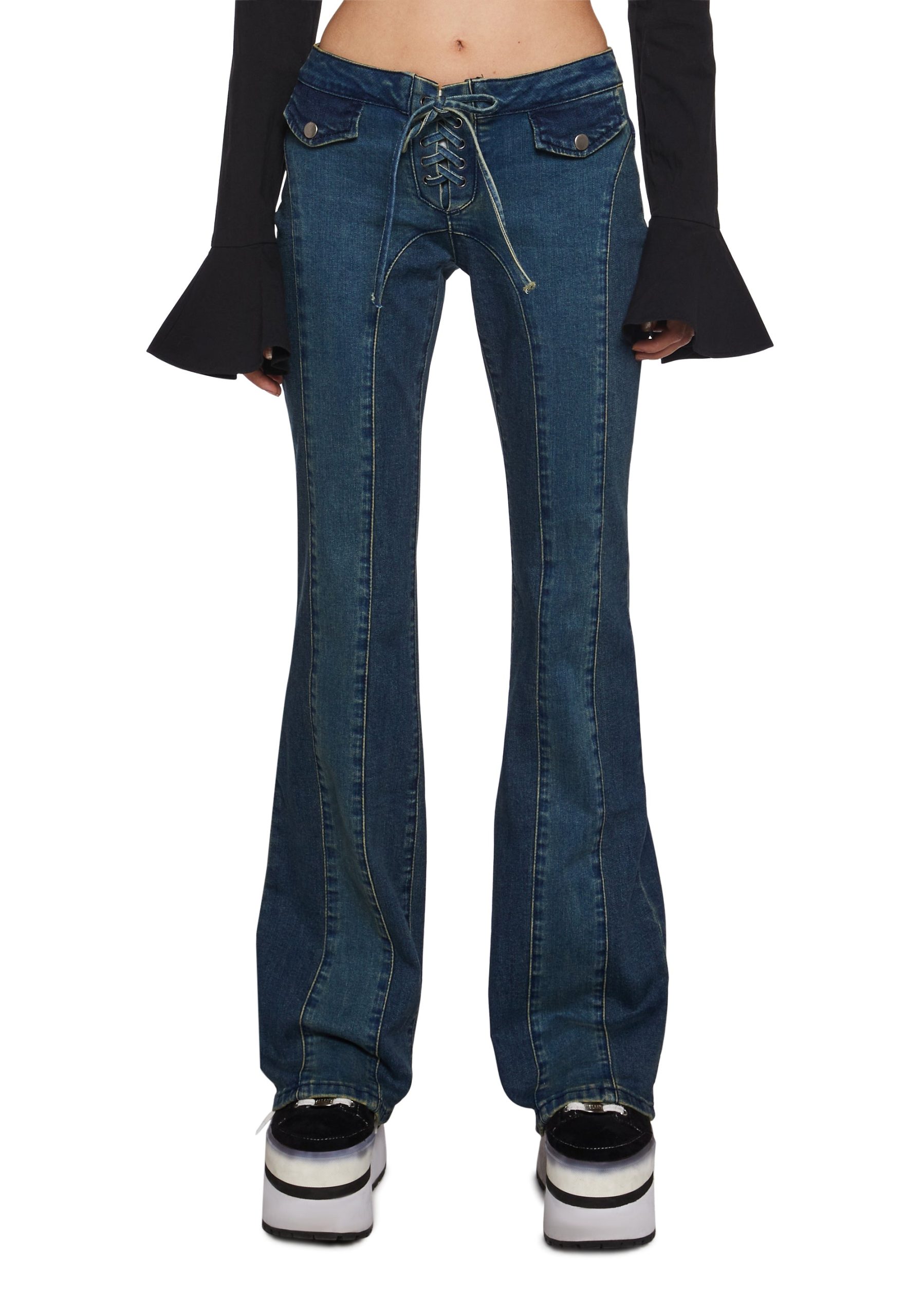 Hillside Sweetheart Denim Flare Pants Clearance Sale